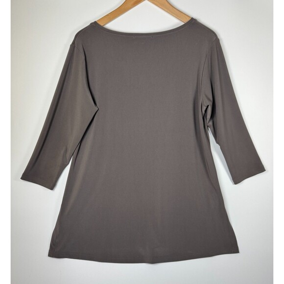 Sympli Womens Tunic Top Size 10 Brown V Neck Stretch Travel Made in Canada - Picture 3 of 12